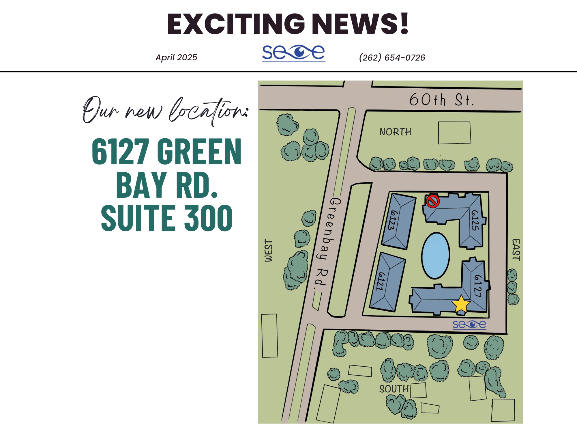 we moved offices; new location; 6127 Green Bay Rd Suite 300